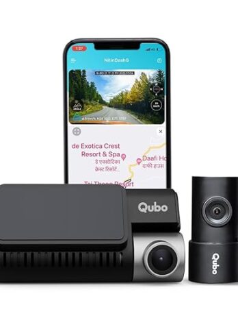 Qubo Car DashCam Pro 3K Dual Channel from Hero Group, Made in India, 5MP Front QHD 2MP Rear FHD, 140° View, 3.2″ LCD Display, GPS Logger, Emergency Recording, Supports Up to 1 TB SD Card