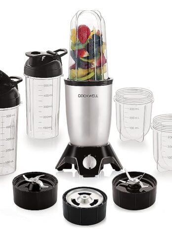 Cookwell Bullet Mixer Grinder (5 Jar, 3 Blade, Silver)